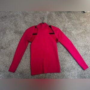 Hot pink high neck with Shaw (long sleeved) detachable